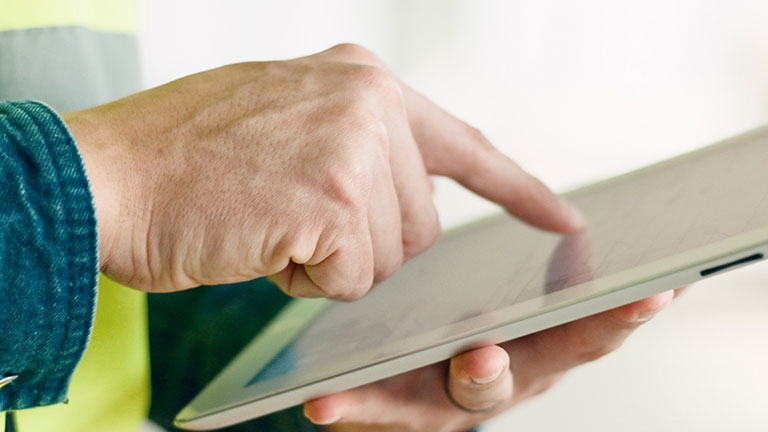 person using a tablet